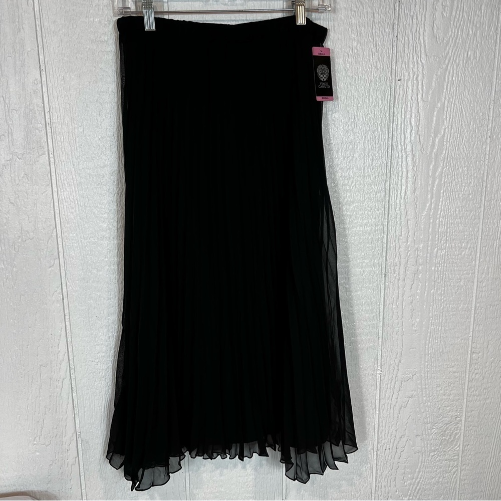NEW Vince Camuto Black Accordion Midi Length Skirt Size Small